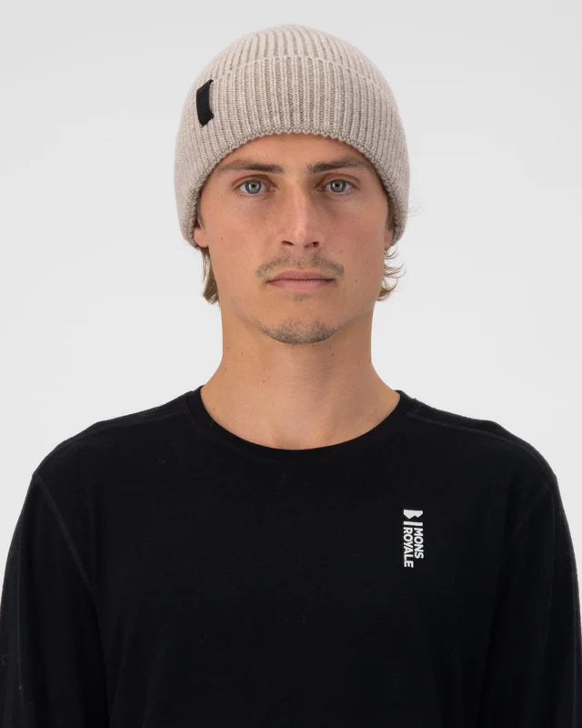 Mons Royale Unisex Fjord Merino Beanie Vert Lock Up